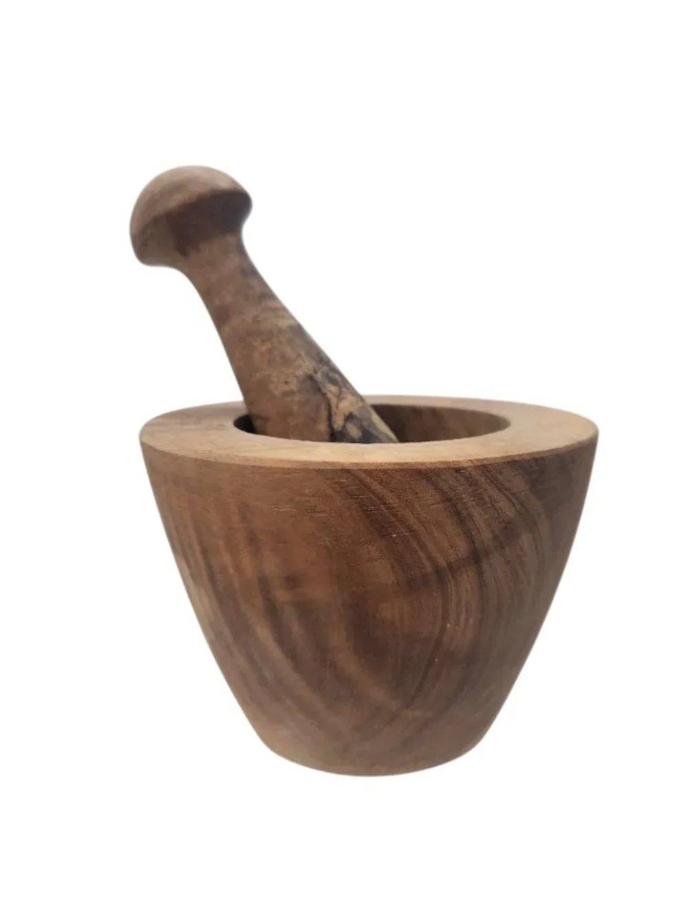 Hand Turned Hardwood Mortar & Pestle Rustic Artisan Kitchen Spice Grinder 3.8